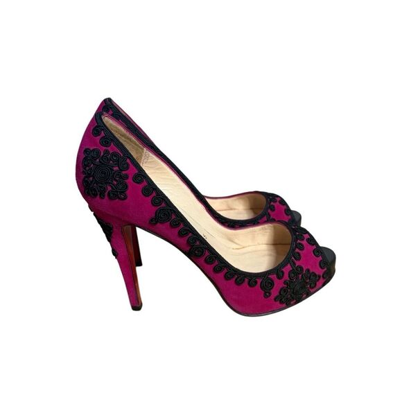 Christian Louboutin Very Brode 120 Suede Heels Sz EU 36 / US 6 Magenta (Fuchsia) - Picture 2 of 16